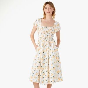 Kate Spade Floral Orange & White Midi Dress Size XS